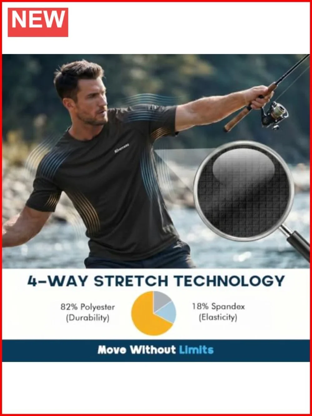UPF 50+ Ice-Cool Quick Dry Short Sleeve Rash Guard for Fishing 4-Way Stretch